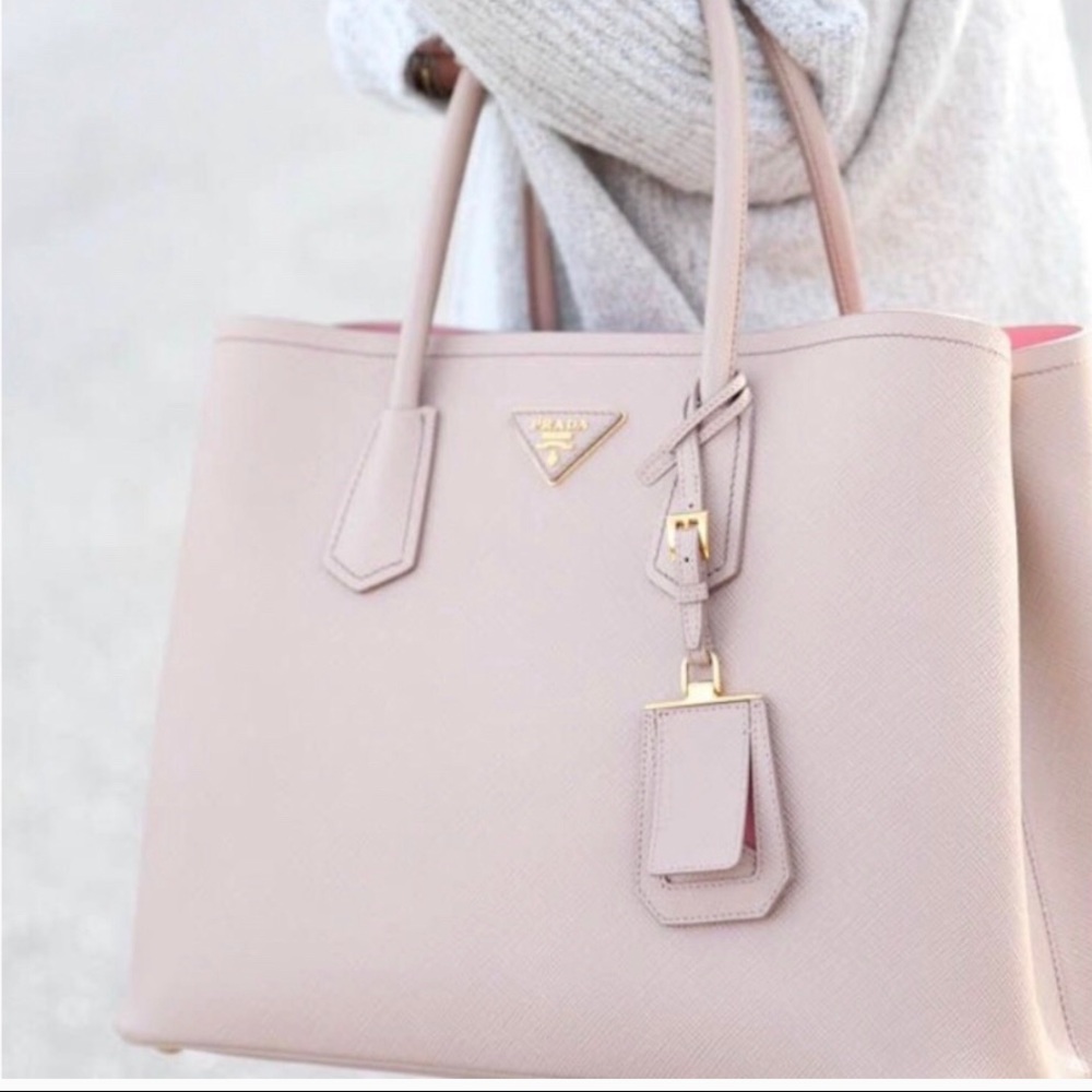 Cammeo/Rosa Prada Cuir Double Bag Medium